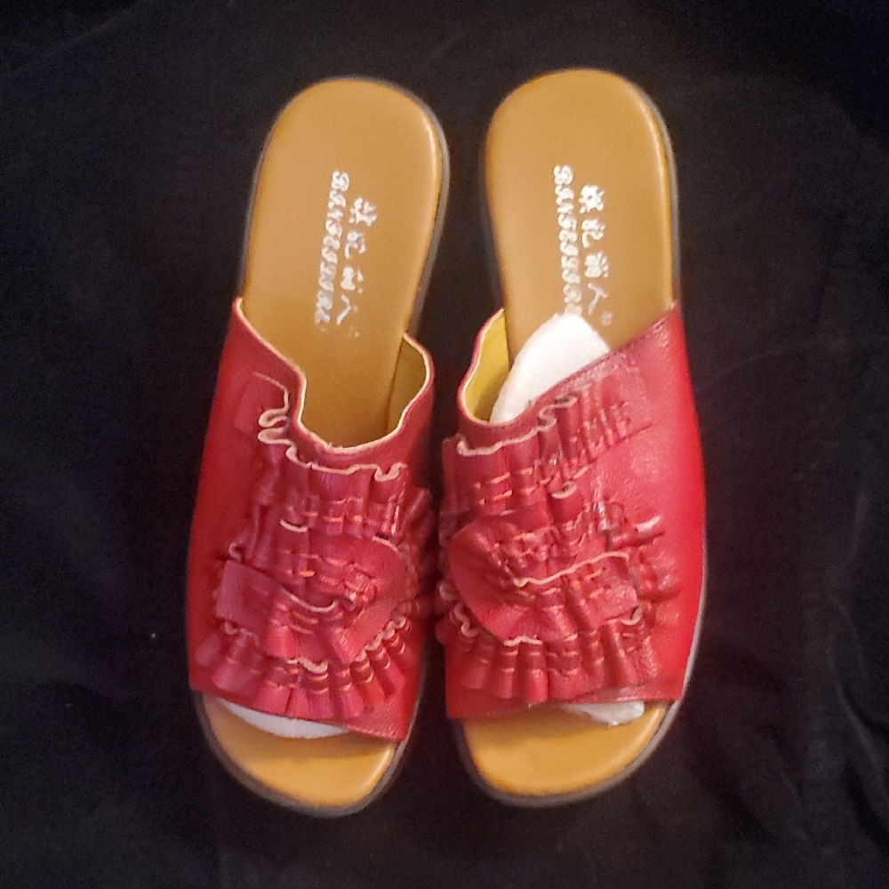 ❤ Chinese Red Women's Slide Sandals SIZE 6